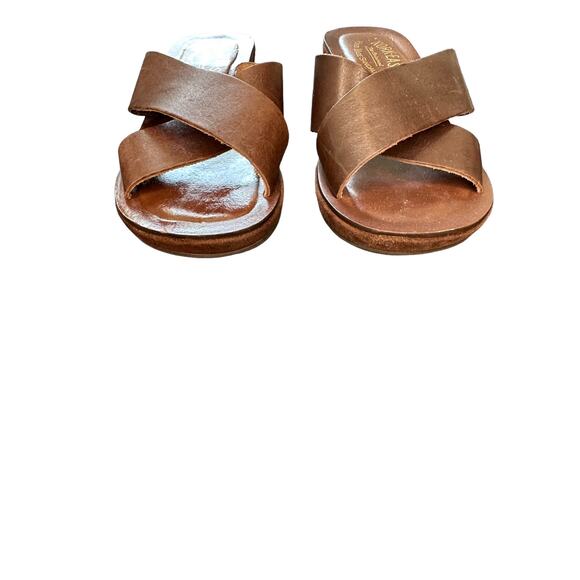KorksKork-Ease Casual Brown Leather Slip On Open Toe Wedge Sandal Size 5 - Picture 4 of 7